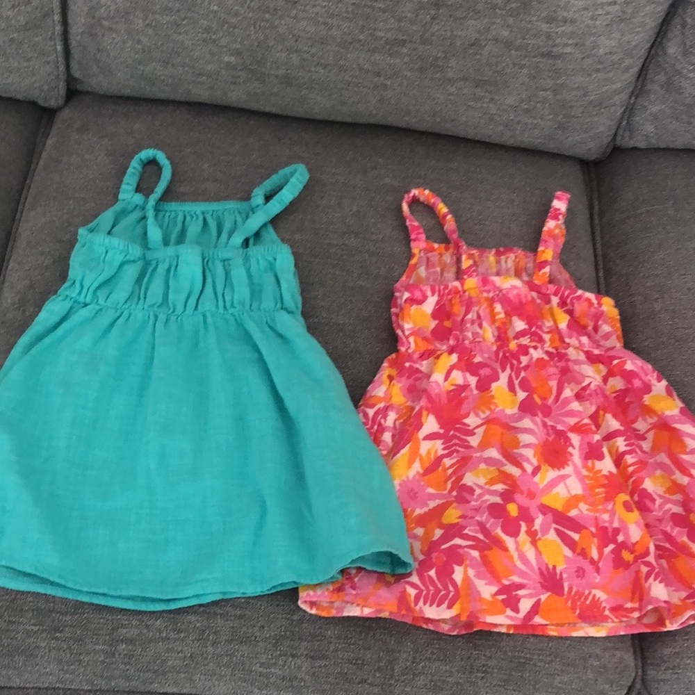 Cat & Jack Pink/Orange  Floral and Teal Sundress Set. 3T